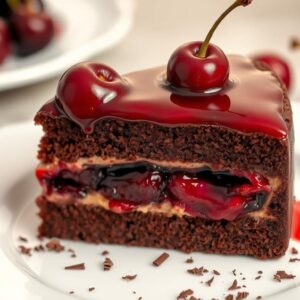 chocolate cake with cherry pie filling