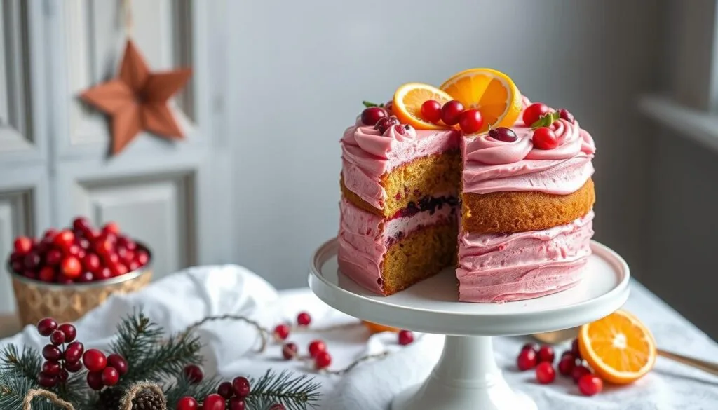 Decorated Cranberry Orange Cake Decorated Cranberry Orange Cake